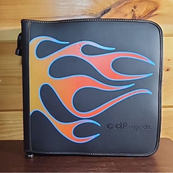 Cd Projects Cd Zippered Case Holds 128 CDs Flame Cover Game Case Blu-Ray Disk - Picture 1 of 10